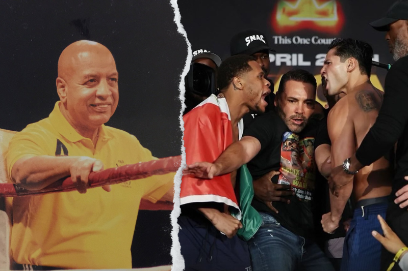 Joe Cortez predicts the Haney vs García fight. (Images: 'X' Joe Cortez / Ryan García)