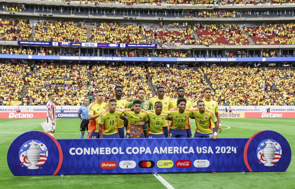 Registro general del equipo colombiano que debutó este lunes, 23 de junio, ante Paraguay en el grupo D de la Copa América, en el estadio NRG de Houston (Colombia. Texas, EE.UU.). EFE/Leslie Plazo
